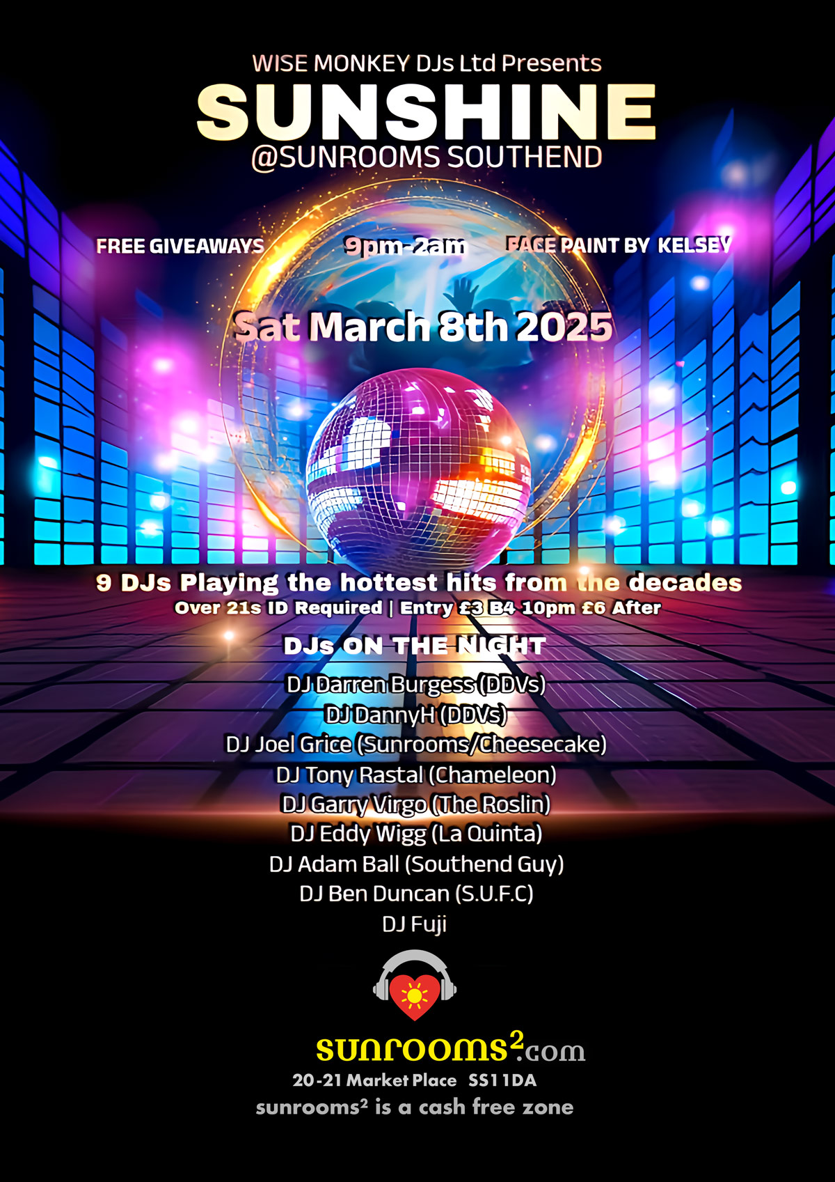 Saturday 8th March - Sunshine - Southend's Club Reunion Night