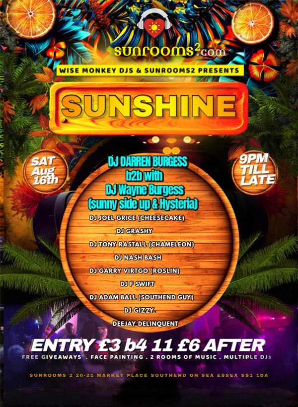 Saturday 16th August - SUNSHINE