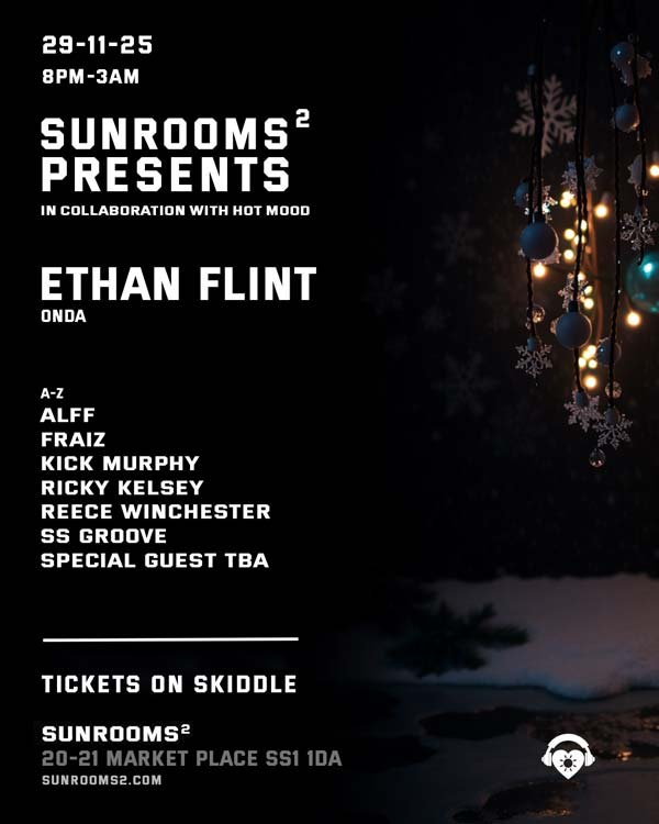 Saturday 29th November - Sunrooms Presents: Ethan Flint - upstairs in the club