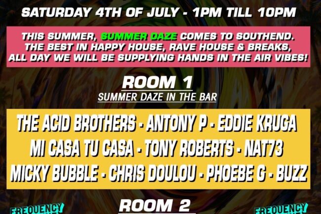 Sat 4th July - Sunshine Daze - In the Loft - Day Party