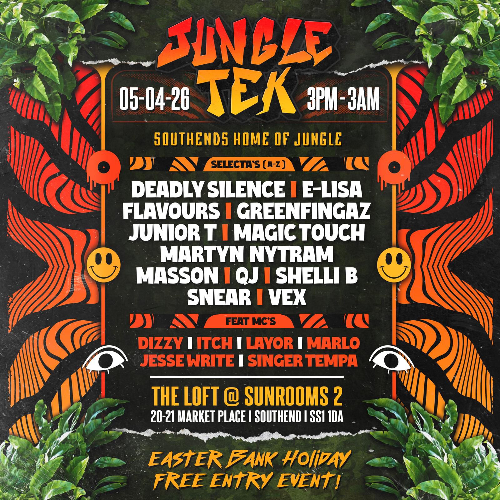 Bank Holiday Sunday 5th  April - Jungle Tech - Upstairs Loft