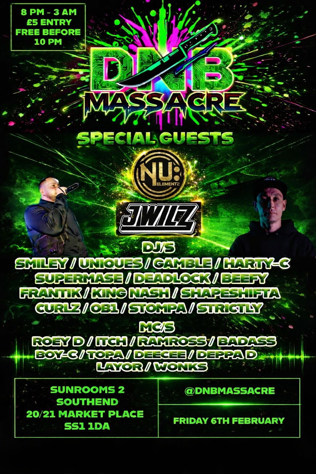 Friday 6th Feb - D&B MASSACRE - Drum & Base in the Loft - Jungle in the Bar