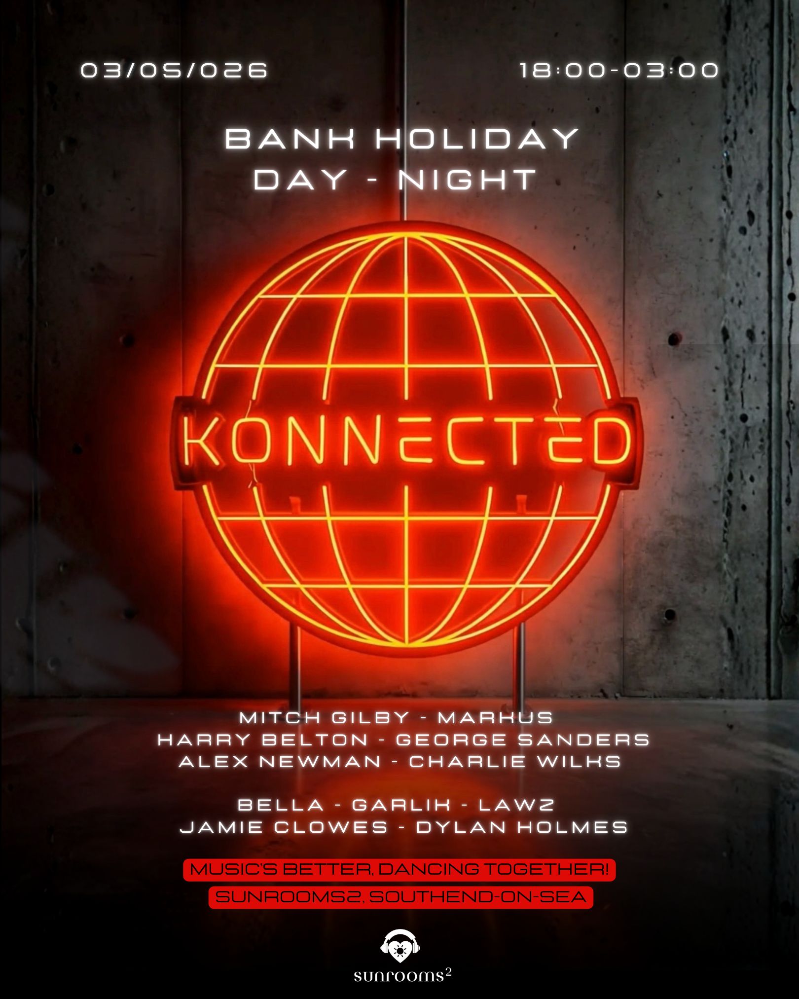 Bank Holiday Sunday 3rd May - Konnected Day Into Night - Bar & Terrace
