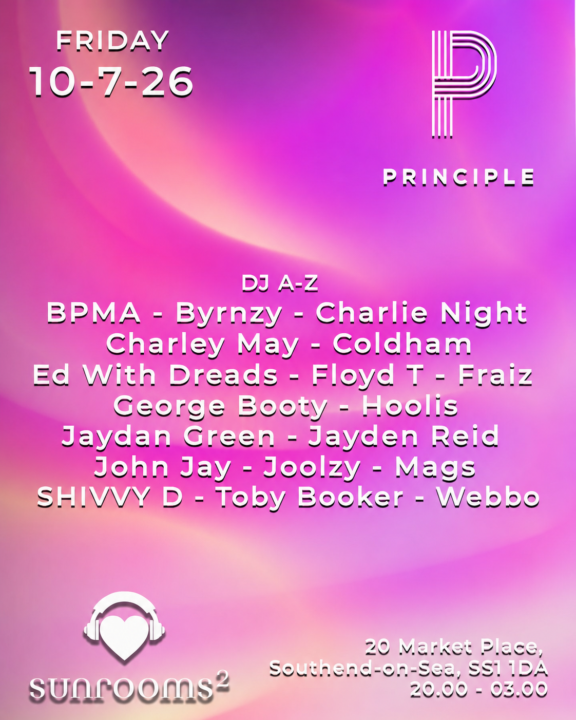Friday 10th July - Principe - Loft - Bar - Garden